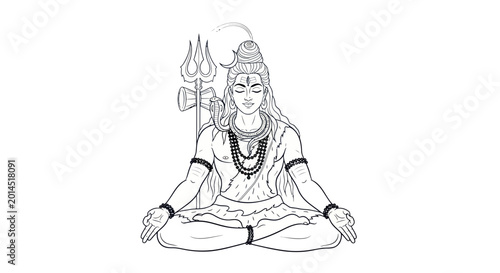 Photos Lord Shiva meditating in lotus pose, Hindu deity, spiritual symbol