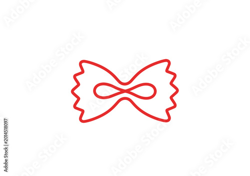 Bild auf Leinwand Red Bow Tie Pasta Outline Icon on White Background