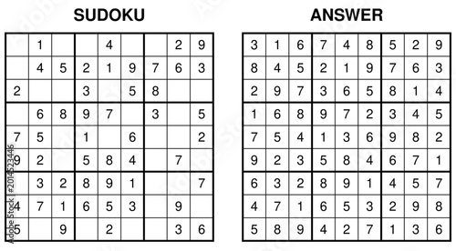 Foto Easy Sudoku Puzzle with Solution Grid
