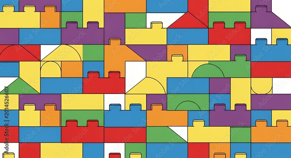 Fototapeta premium Colorful Lego Blocks Pattern Background