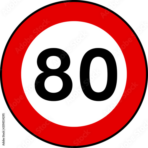 Free Download Speed limit 80 traffic sign, Speed limit 80 kilometers per hour road sign - GFXLoad