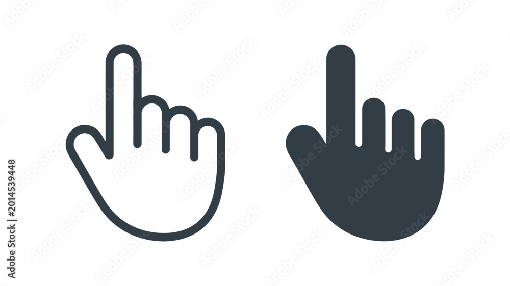 Obraz premium Set of two hand cursor icons for user interface design.