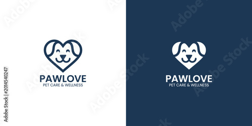 dog and love logo design. pet concept element. linear style symbol vector illustration.