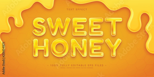 Tableau sur toile Golden honey text with dripping effect on puzzle background for food concept