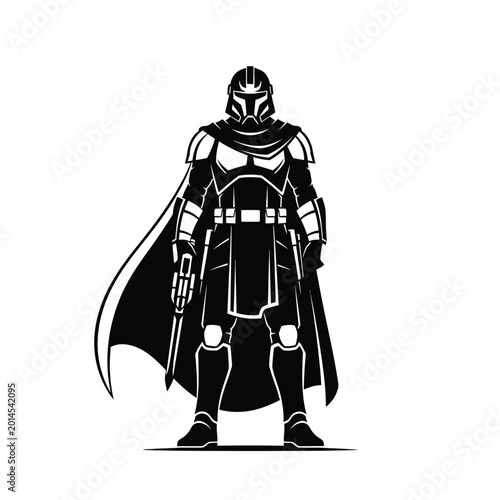 фотографія Black silhouette of a futuristic warrior.