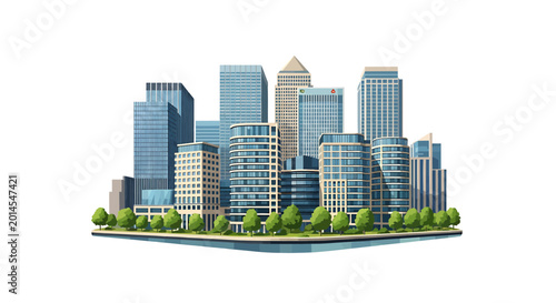 Modern Urban City Skyline with Skyscraper Buildings and Waterfront