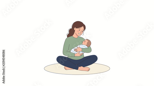 Mother holding her baby in her arms.