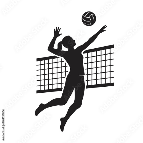 Bild auf Leinwand Female Volleyball Player Spiking Silhouette