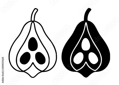 Photos Akee minimalist icon illustration in outline and silhouette design