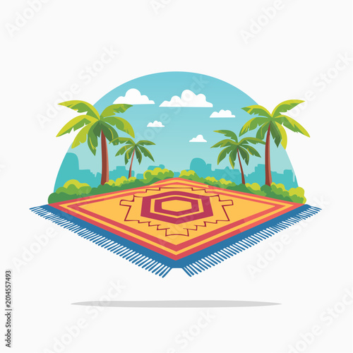 Flying Carpet in Tropical Landscape