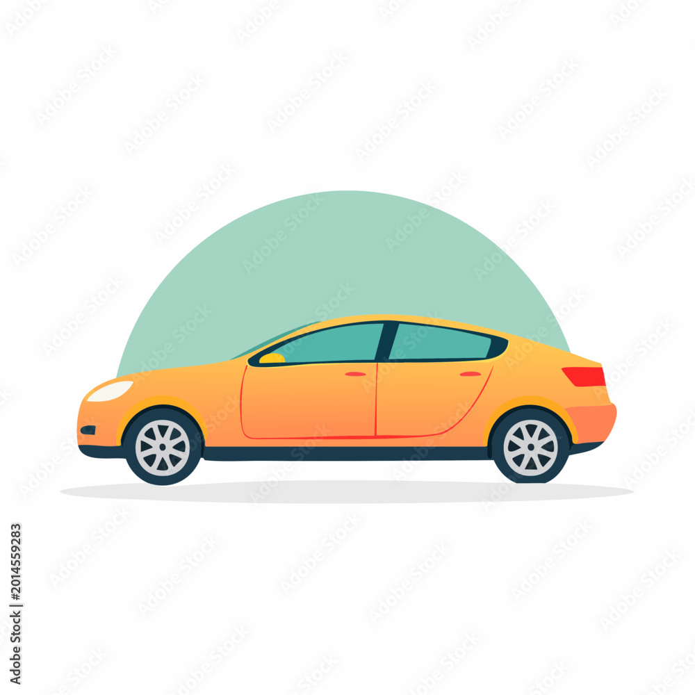 Fototapeta premium Orange Sedan Car Illustration