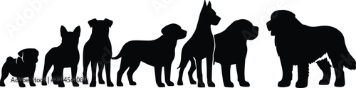 Slika na platnu Dog Breed Silhouettes, a diverse collection of canine profiles