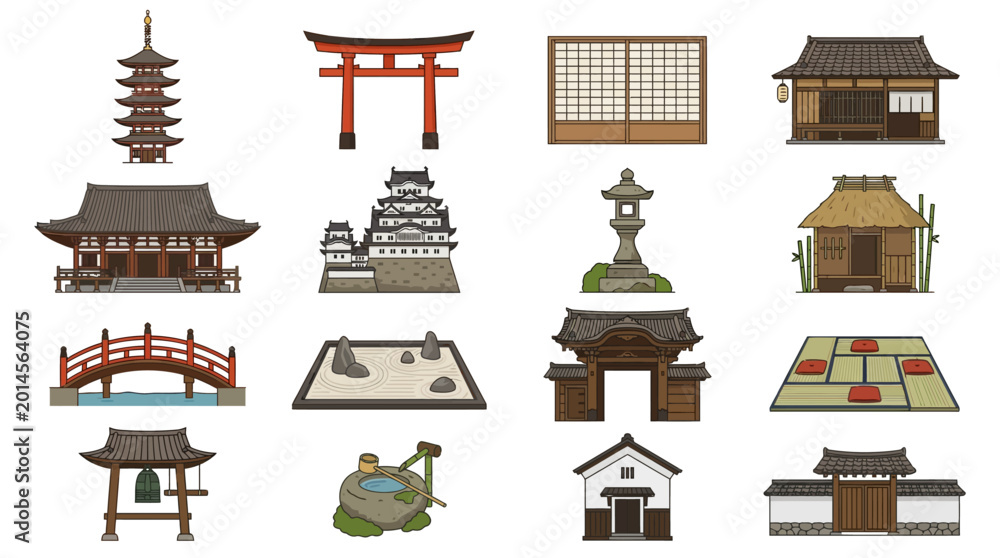 Obraz premium Japanese Temple Architecture Structures.