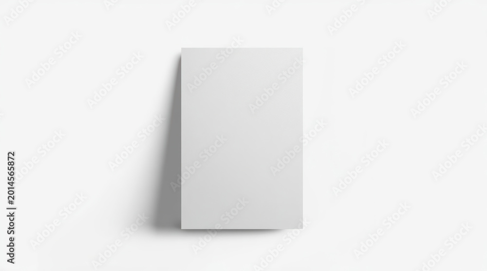 Fototapeta premium Minimal matte paper mockup letterhead on clean white background with soft shadow and calm mood
