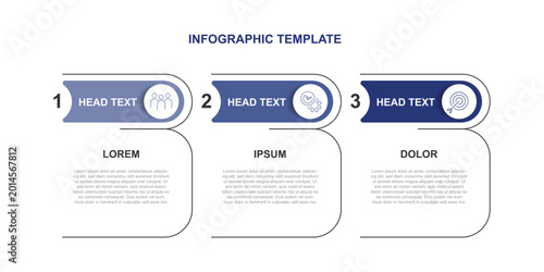 3 form or step infographic design. Presentation template, workflow layout with line square concept.
