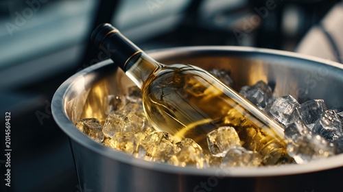 chilled white wine bucket, sauvignon blanc bottle, luxury hospitality concept