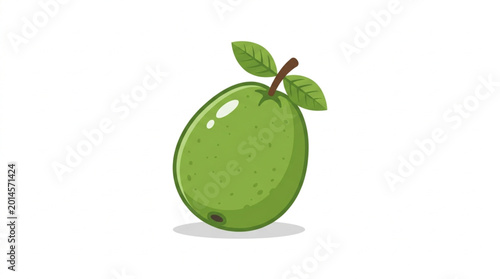 Schilderij op canvas Fresh Green Guava Fruit Vector Illustration Isolated on White Background
