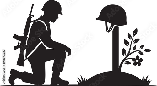 Canvastavla Remembrance Day Vector Icons Set with Poppy, Soldier & Memorial