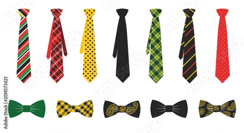 Bild auf Leinwand Collection of Ties and Bow Ties - Diverse Patterns and Colors