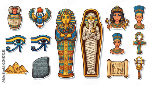 Foto Ancient Egyptian Artifacts and Symbols Collection.