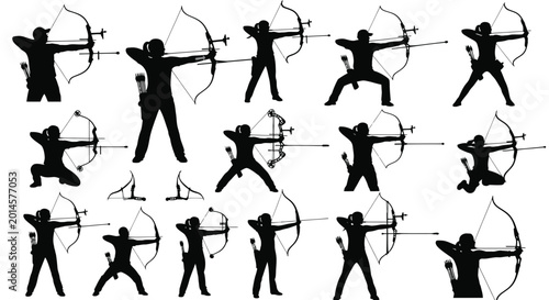 Tableau sur toile Archery Silhouette Collection: Athletes Practicing Bow and Arrow Sports