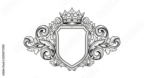 Billede på lærred Royal Crown Emblem Blank Shield Crest Vintage Ornament