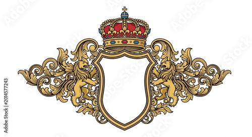 Konstfotografi Royal Emblem Shield with Lions and Crown