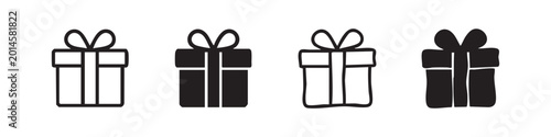 Cuadro en lienzo Gift box line and glyph icons set
