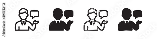 Canvas-taulu Speech bubble and person icon, male silhouette, chat, communication, discussion,