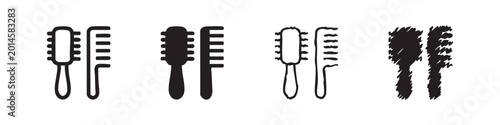 Photos Hair Brush and Comb Hair Care Tools Icon Set