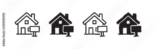 Bilde på lerret House For Sale Icon Set, Real Estate Sign Vector Illustration
