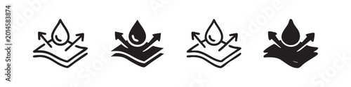 Photos Waterproof and breathable fabric icon set