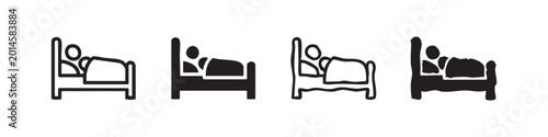 Quadro su tela Person sleeping in bed icon set