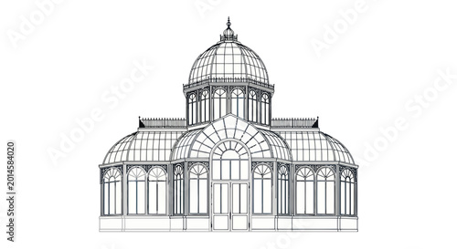 Obraz na plátně Ornate Greenhouse Conservatory Building - Architectural Sketch