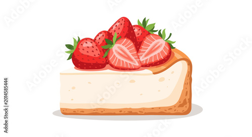 Fresh Strawberry Cheesecake Slice with Creamy Texture and Biscuit Crust