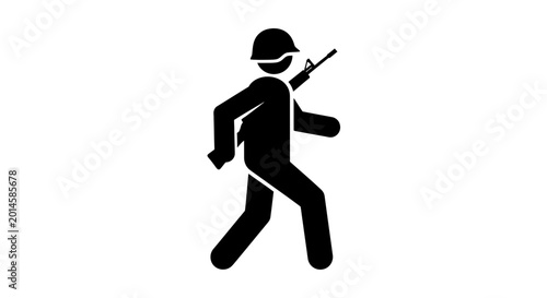Slika na platnu Soldier icon portrays a military figure in uniform carrying a weapon during a strategic combat operation