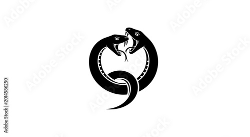 Foto Snakes intertwined in a dynamic confrontation represent a powerful metaphor for conflict, duality, or intense rivalry