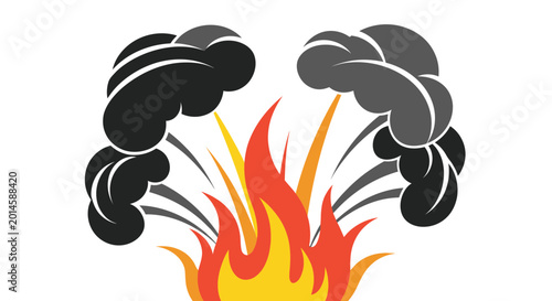 Fotografía Explosion and Smoke Illustration