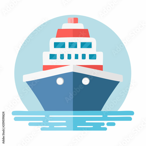 Flat Design Cruise Ship Illustration