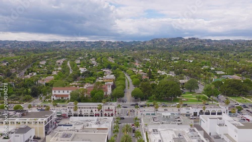 Beverly Hills Aerial View of Luxury Neighborhood and Palm Tree Streets