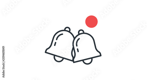 Canvas Print Two Bells with Red Notification Symbol.