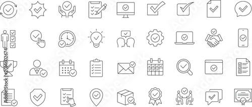 Schilderij op canvas Checkmark icon set