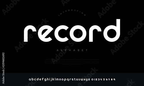 Canvas Print RECORD Minimalist Round Sans Serif Alphabet Font for Modern Branding and Music P