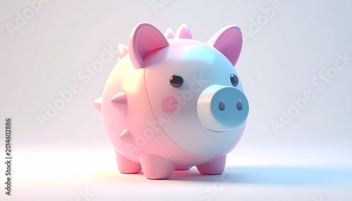 Playful and Modern Spiked Piggy Bank Illustration in Soft Pastel Colors – A Conceptual Symbol for Financial Savings, Investment Growth, and Future Prosperity