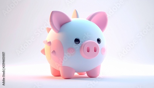 A delightful 3D rendered pig character, charmingly designed with soft pastel colors and playful spiky details, embodying a cute and whimsical graphic design aesthetic