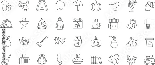 Cuadro en lienzo Autumn icon set