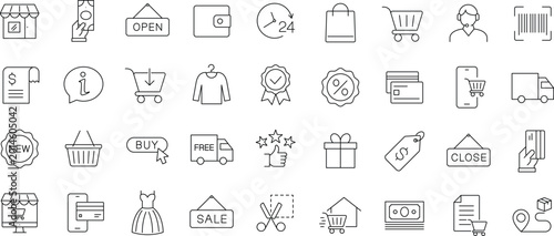 Quadro su tela Shopping icon set