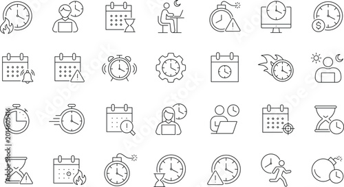 Tableau sur toile Deadline icon set. Editable line icons.
