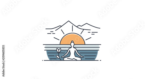Fotografie Woman in Lotus Position Meditates Outdoors.