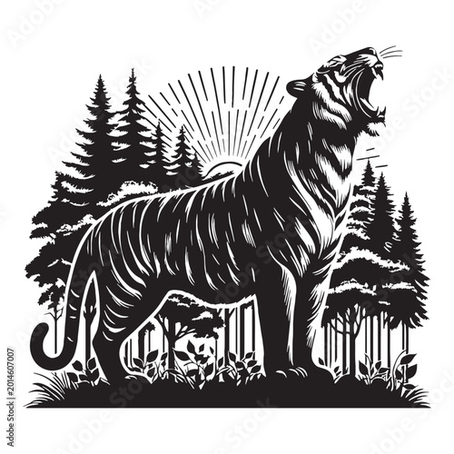 Canvas Print tiger majestic fierce wild animal jungle striped power full hunting roaring endangered carnivore nature safari orange black wild life strength forest beast fast animal fearless animal